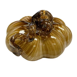 Herbstdeko mundgeblasen Glas Kürbis Wirbel Elegant Erntedank Tisch Akzent - Bild 1 von 5