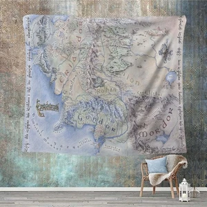 Middle Earth Tapestry, Lord Of The Rings Map, Fantasy Wall Art, Lord Of Decor, - Picture 1 of 10