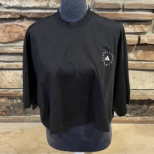 Stella McCartney x Adidas Black Cropped Short Sleeve Tee - Picture 1 of 7