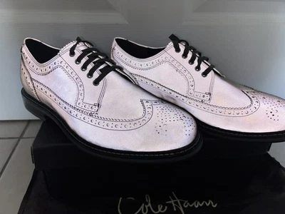 Cole Haan Mens Dress Shoes 8 Wide (8.5) 3M Reflective Silver Oxford Wingtip NEW - Image 1 of 4