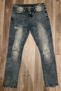 RUE 21 Herren Jeans 32 Distressed Denim Rockstar Slim Skinny Light Acid Wash COOL - Bild 1 von 9