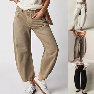 Womens Trousers Fashion Print Bottom Sweatpants Pockets High Waisted Pants Solid - Picture 1 of 36