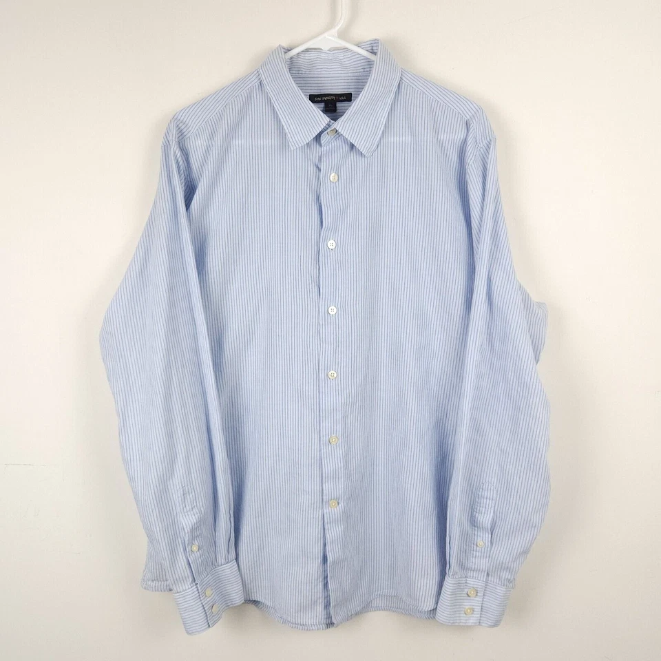 Camisa John Varvatos Para Hombre XL Azul Rayas Algodón Abotonada Delgada Ligera Foto 1 de 4