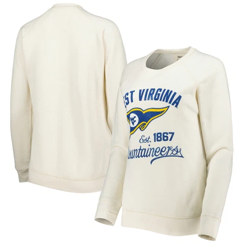 Women's Pressbox Cream West Virginia Mountaineers Old Standard Pennant Knobi Cover