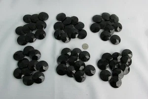 Vintage Set of 60 MATCHING Black 1 1/4" Shiny Coat Buttons 6 Point Star Design - Picture 1 of 8