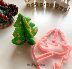 Natale Albero 3D Christmas Tree Formine Biscotti Cookie Cutter 9x8cm - Picture 1 of 1