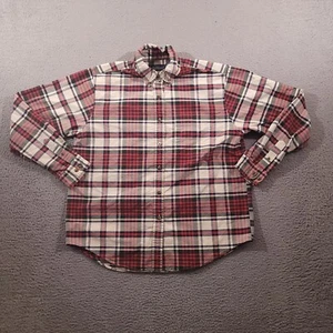Lands End Shirt Womens Medium Red White Plaid Button Up Chore Workwear Top - Picture 1 of 10