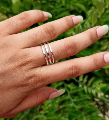 Solid 925 Sterling Silver Band Statement Meditation Handmade Ring All size - Image 1 of 4