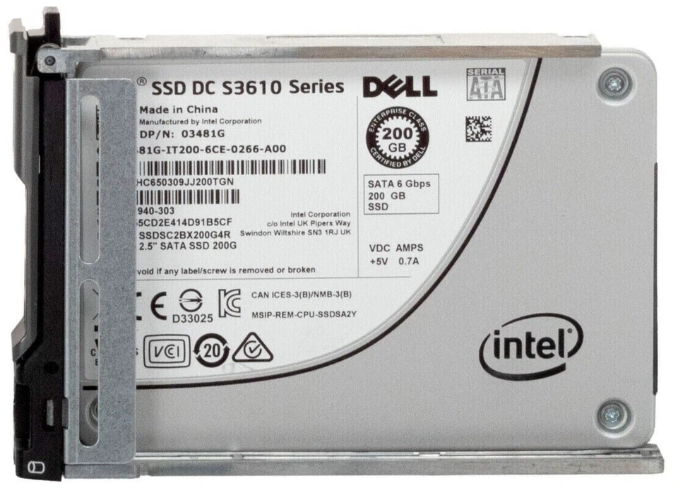 Dell 200gb 2.5inch 6gbps SATA SSD 03481g 3481g