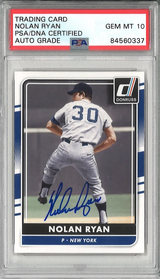 Nolan Ryan Signed 2016 Donruss Trading Card #183 PSA 84560337 GEM MINT 10 AUTO - Image 1 of 1