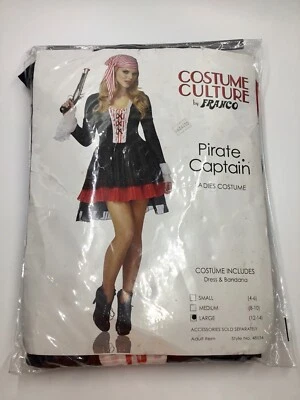 Nuevo en Paquete Franco Piratas Capitán Mujer Disfraz Talla GRANDE 12-14 Vestido y Bandana Foto 1 de 2