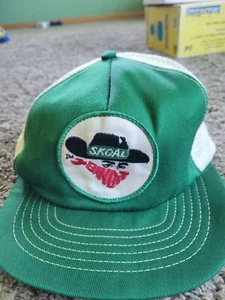 Vintage Green & White Skoal Bandit Mesh Trucker Elastic Patch Hat - Picture 1 of 11