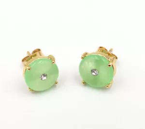Pendientes de tachuelas de estrás con hebilla de jade púrpura genuino de 18 kgp - Imagen 1 de 24