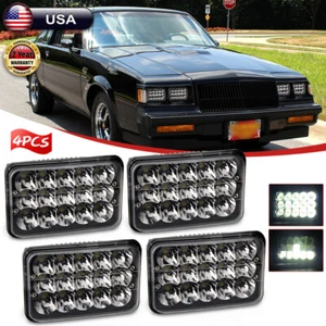 Black 4PC 4x6" LED Headlight For 1982-1987 Buick Regal 1975 - 1985 Buick Riviera - Picture 1 of 12