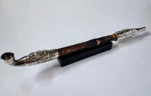 Japanische antike Silber Tabak Kenka Kiseru Pfeife Bajoshu Samurai - Bild 1 von 10