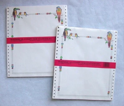 COMPUTER SENSATIONS INC. 121-TROPICAL PARROTS 200 SHEETS LASER CUT PIN FEED - FS - Image 1 of 3