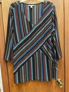 dana buchman lightweight multi-color 3/4 sleeve top 2X - Picture 1 of 5