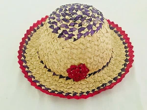 Handmade New Reed Straw Hat Beach Summer Travel Striped Sun Hat for Girls  - Picture 1 of 7