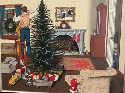 H. Hargrove Framed Serigraph Oil Painting On Canvas 24x20 Christmas Tree - Image 1 of 4