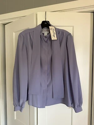 Blusa vintage Skinner de alta costura tela lavanda opt cuello corbata tres banderas 8 Foto 1 de 4