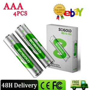 Scigold 1.2V AAA Rechargeable Batteries 1080mWh Ni-MH AAA Battery 4pcs - Picture 1 of 8