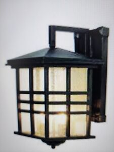 Bel Air Lighting Huntington Black Outdoor Wall Light Fixture with Seeded Glass