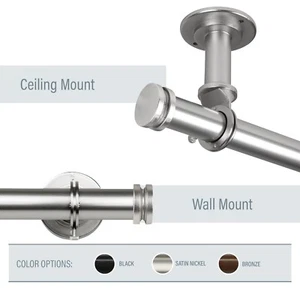 Pancake 1" Ceiling Curtain Rod Adjustable Drapery Rod (5 sizes, 3 colors) - Picture 1 of 8