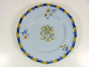 Assiette faïence craquelée Gallé monogrammée CTR Signée, D - 25,6 cm - Foto 1 di 12
