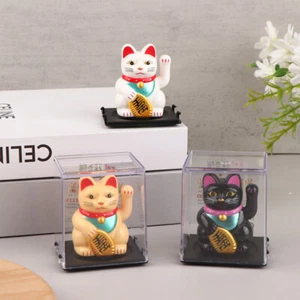 Solar Powered Lucky cat Waving Arm Beckoning Fortune Cat Lucky Cat For H GF - Picture 1 of 16