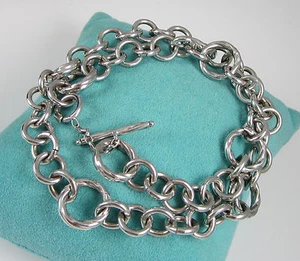 Vintage Italy Large Sterling Silver Open Link Toggle Clasp 39.5 Gram Necklace - Picture 1 of 6