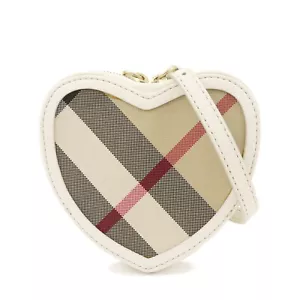 Authentic BURBERRY Canvas Leather Shoulder Pouch Nova Plaid Ivory Used F/S - Picture 1 of 24