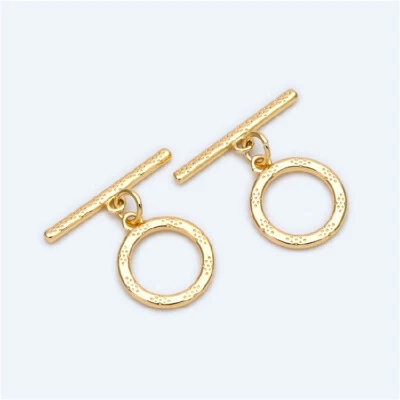 10pcs Gold Round Ring Toggle Clasp,Easy Close Clasp Connector for Bracelet - Image 1 of 4