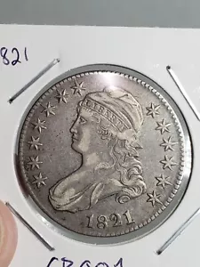 1821 SILVER CAPPED BUST HALF DOLLAR 50C COIN Appears EXTRA FINE+ Grade Yourself - Picture 1 of 8