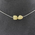 Collier 2 perles Calcite jaune du Royaume-Uni. Chaine en acier Collier femmes,
