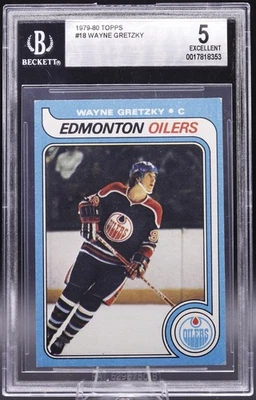 1979-80 Topps #18 WAYNE GRETZKY RC BGS 5 EXCELLENT HOF Oilers Rookie Card - Image 1 of 2