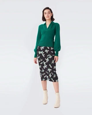 Suéter DIANE VON FURSTENBERG Rhodes lã e cashmere X-Grande Extra Grande Verde - Imagem 1 de 4
