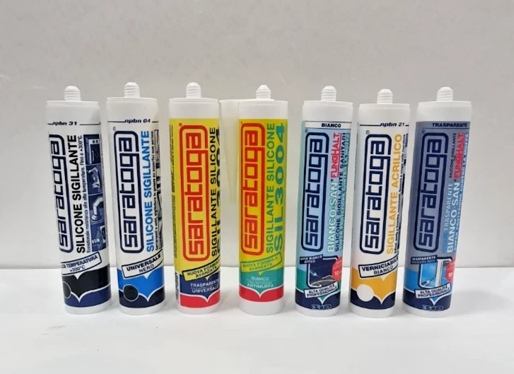 SILICONE SARATOGA ASSORTITI: TRASPARENTE, BIANCO, NERO, ALTA TEMPERATUTA, GRIGIO - Immagine 1 di 1