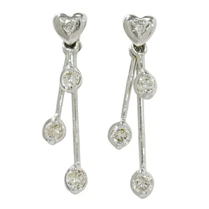 Pendientes de oro blanco de diamantes de 0,15 quilates x 2 K18WG 2,3 g - Imagen 1 de 9