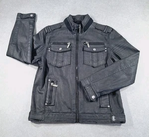 Xray Mens Waxed Cotton Biker Style Jacket Medium Black Full Zip Hard Wearing - Picture 1 of 23