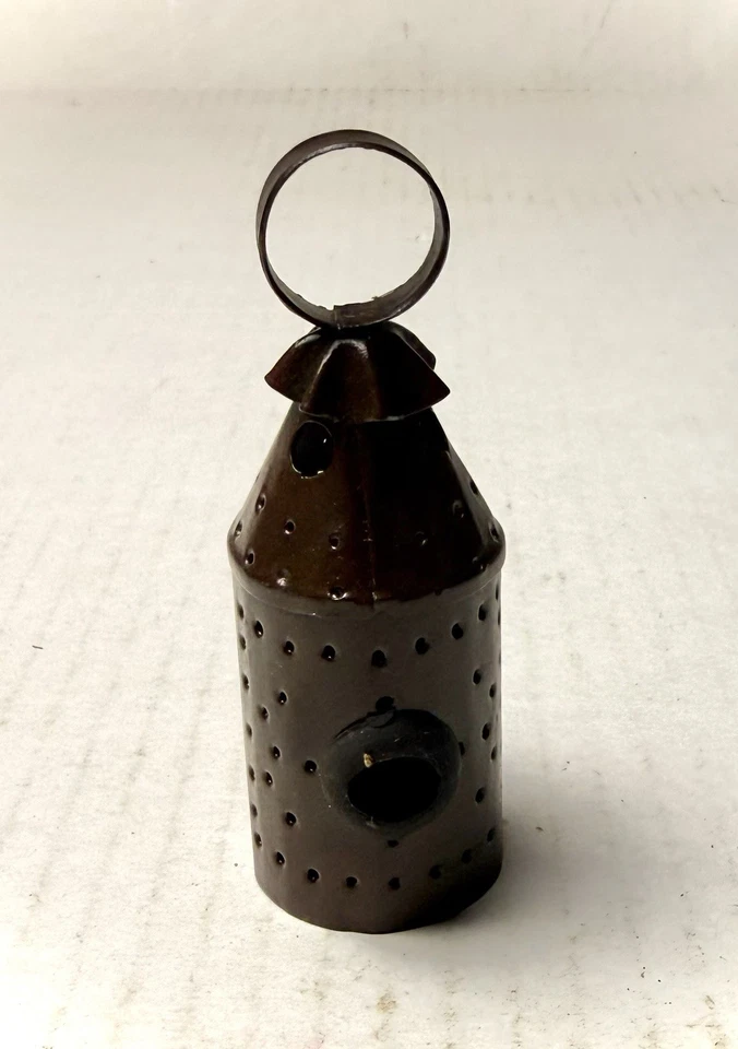 Фонарь пекаря оцинкованная перфорированная оловянная деревенская свеча подвесной декор деревенский мини - Изображение 1 из 4