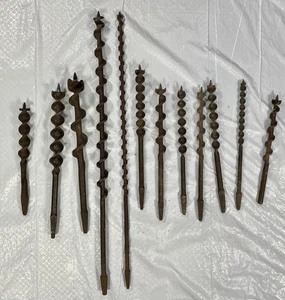 Vintage Hand Drill Auger Bit Lot 12 Total - Picture 1 of 8