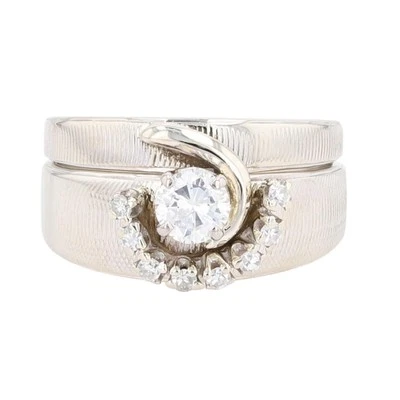 .45ctw Diamond Solitaire with Accents Wedding Set Rings 14k White Gold Size 5.5 - Image 1 of 4