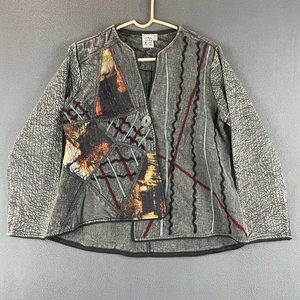 Vintage Petersilie & Salbei Jacke Mantel Gr. M grau abstrakt asymmetrischer Saum geometrisch gebraucht, in einwandfreiem Zustand - Bild 1 von 9