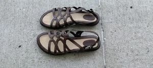 b.o.c. Geborene braune & goldene Damen-Riemchensandalen offene Zehenpartie mit Knöchelriemen, Größe 9W, PO - Bild 1 von 13