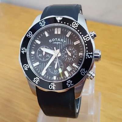 Reloj Hombre Goma Negra Giratorio Cronógrafo GS00646 Bisel Giratorio Estilo Buzo Foto 1 de 4