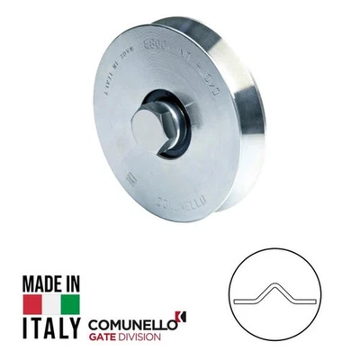 RUOTA PER CANCELLO SCORREVOLE GOLA V ZINCATA 1 CUSCINETTO CON BULLONE  - Immagine 1 di 3