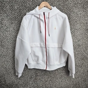 Nike Air Jordan Jacket Womens Large White Winter Fleece Utility Hoodie Full Zip - Picture 1 of 7
