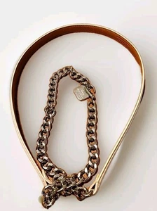 Lauren Ralph Lauren Damen Weiß Leder Silber Tropfen Silber Kette Charm Gürtel L - Bild 1 von 15