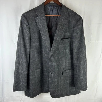 Brooks Brothers Blazer Mens 48R Gray Windowpane 1818 Madison Saxxon Wool Italy - Image 1 of 4