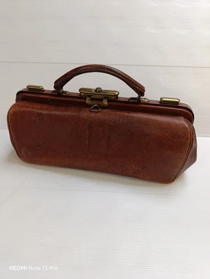 Sac valise medecin ancien Early 1900 S Antique Brown Gladstone Sac Médecin - Photo 1/4